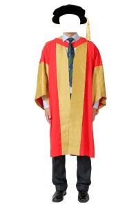 來版訂購香港大學工商管理博士（DBA）畢業袍 黑色天鵝絨帽子 畢業袍網上下單DA243